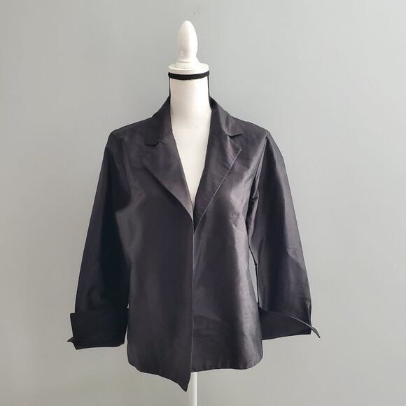 UC2 Under Construction Black Silk Open Jacket Blazer Size S - Picture 1 of 6